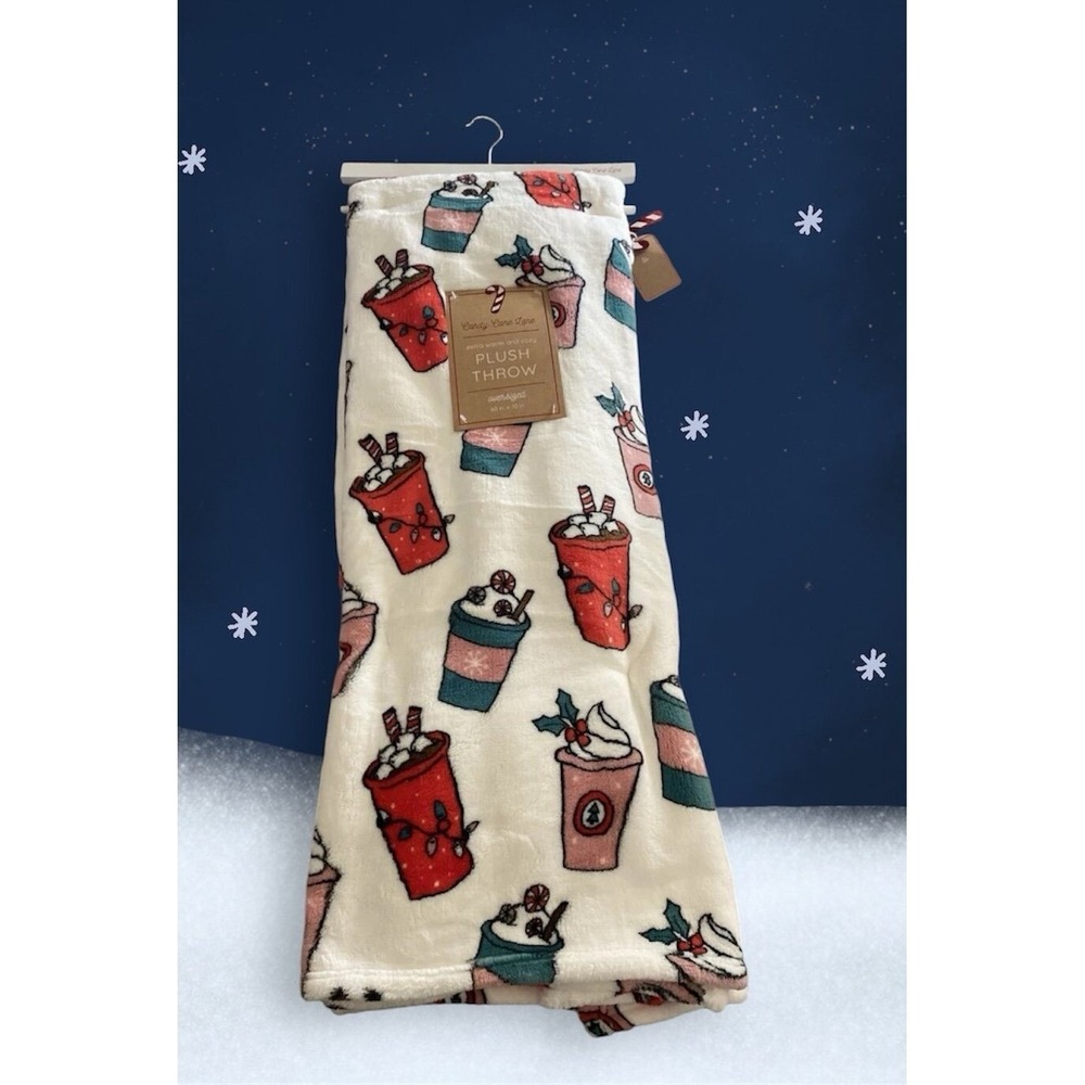 Christmas Candy Cane Lane Coffee Frappuccino Throw Blanket‎